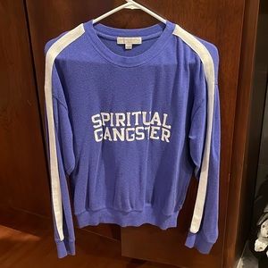 Spiritual, gangster, periwinkle, striped racing, striped sweatshirt in Medium